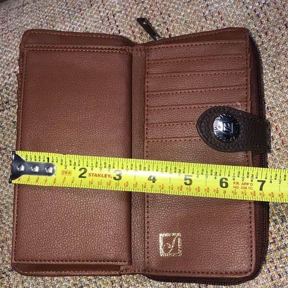W STONE MOUNTAIN Brown Leather Check Book 20 Card Slips 4 Billfolds Long Wallet - Picture 8 of 17